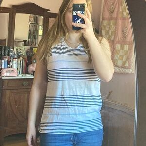 Women’s Striped Sleeveless Top - Blue and White